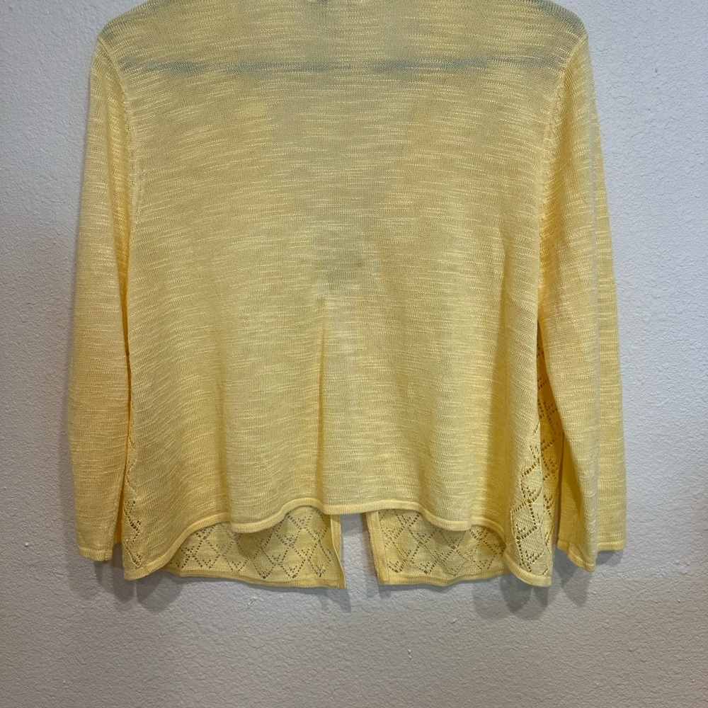 Charter Club Women's Yellow Diamond Knit Cardigan—Size Petite Large - Picture 5 of 6